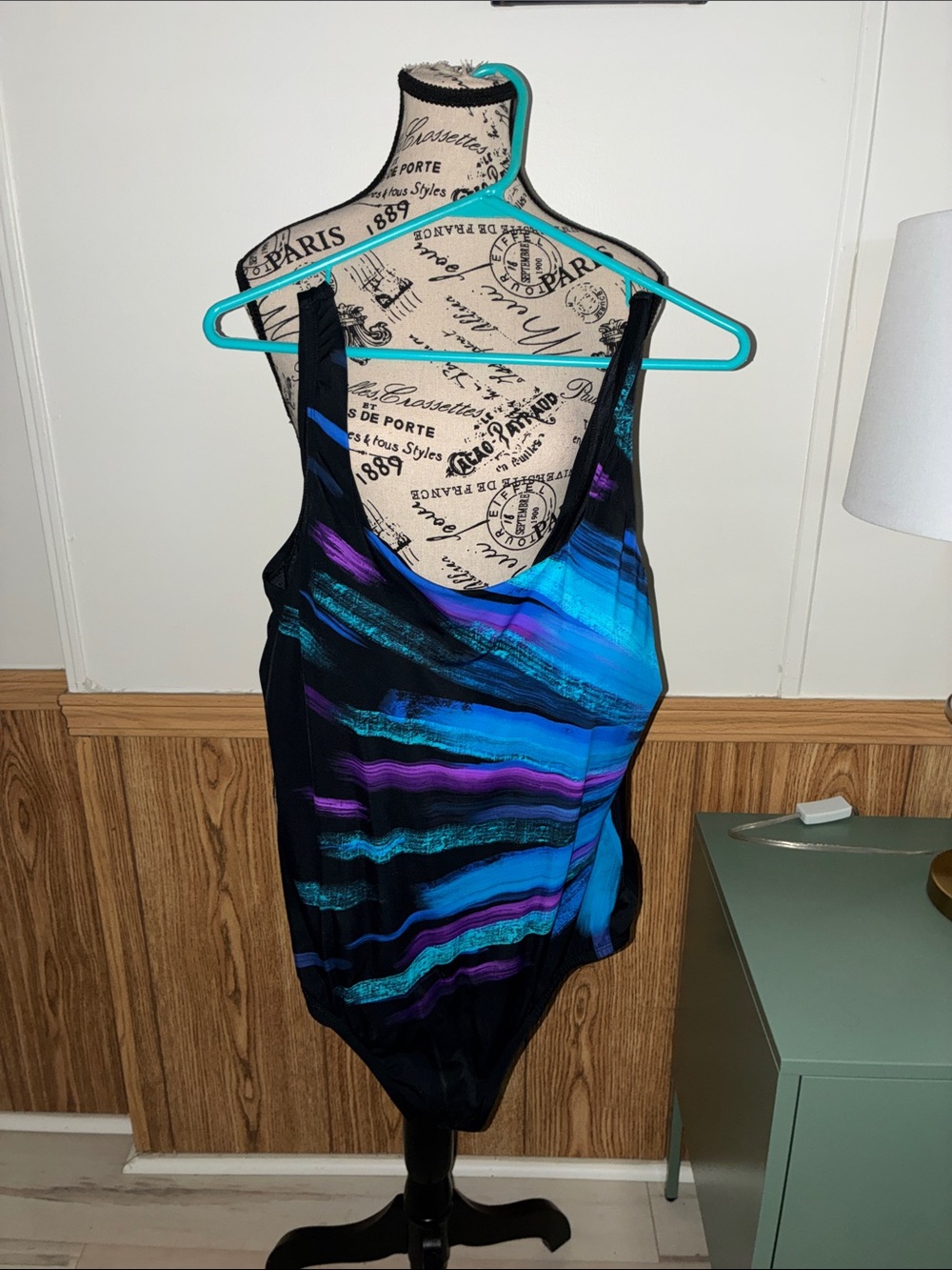 Aris Black One-Piece Swimsuit with Blue Accent